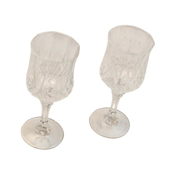Vintage Crystal Wine Goblets Set Of 2 Elegant Glassware 6.5" Cristal d'Arques Wi - Picture 4 of 6